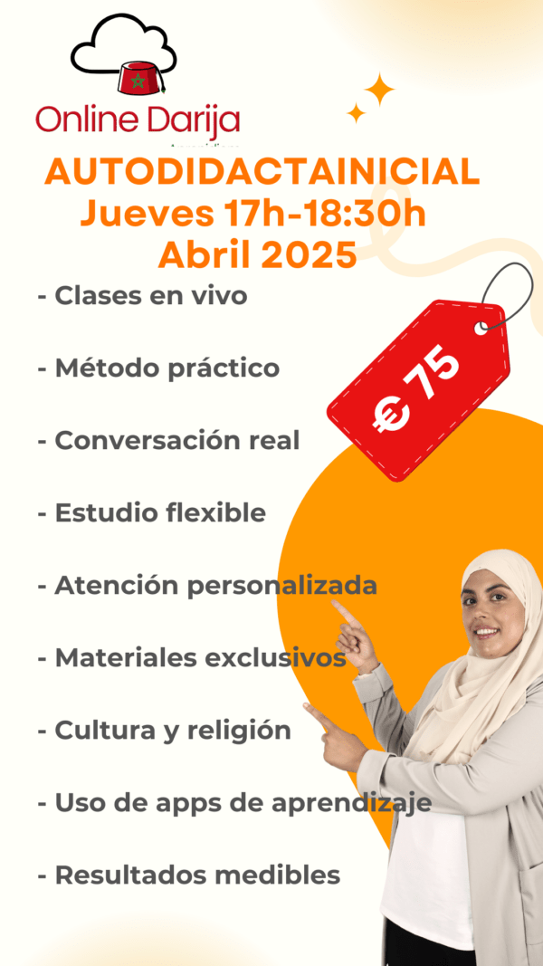 Curso autodidacta darija INICIAL (Edición abril) Jueves 17h-18:30h
